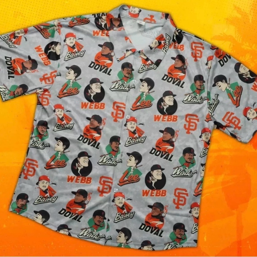 San Francisco Giants 2024 Players Aloha Shirt SGA  Doval, Bailey, Webb 6/1/24 XL
